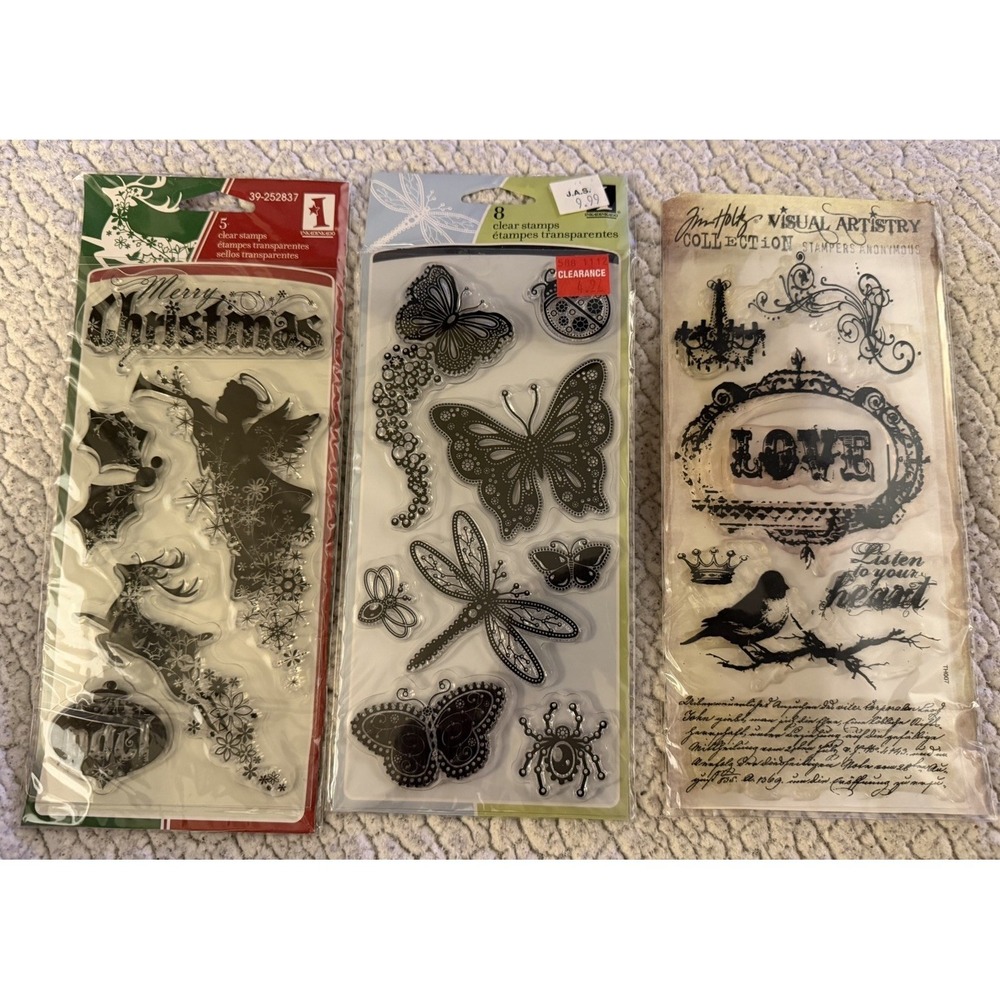 Acrylic Scrapbooking Stamp Lot Acrylic Blocks And Rubber Stamps - Picture 2 of 5